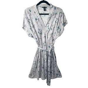 Nanette Lepore Floral Gray Wrap Tunic Top Medium